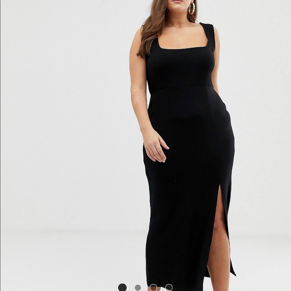 ASOS curve square neck maxi dress w/ slit sz 20